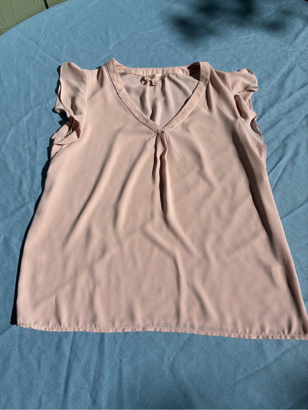 Philosophy Soft Blush V-Neck Ruffle Sleeve Blouse